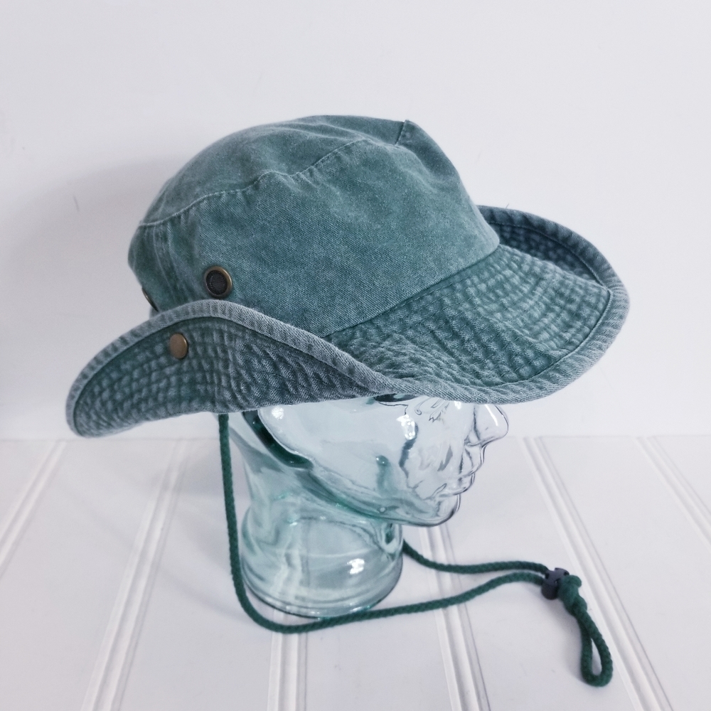 Newhattan Green Boonie Safari Hat Unisex Wide Brim Drawstring Foldable Outdoor